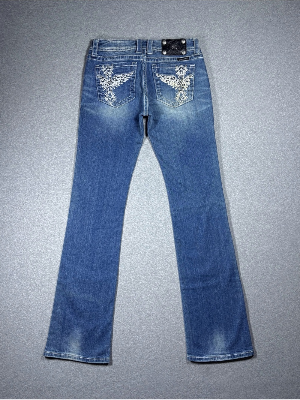 Miss Me Y2K Bootcut Jeans Women’s 29 Rhinestone Wing Cross Low Rise Bedazzled